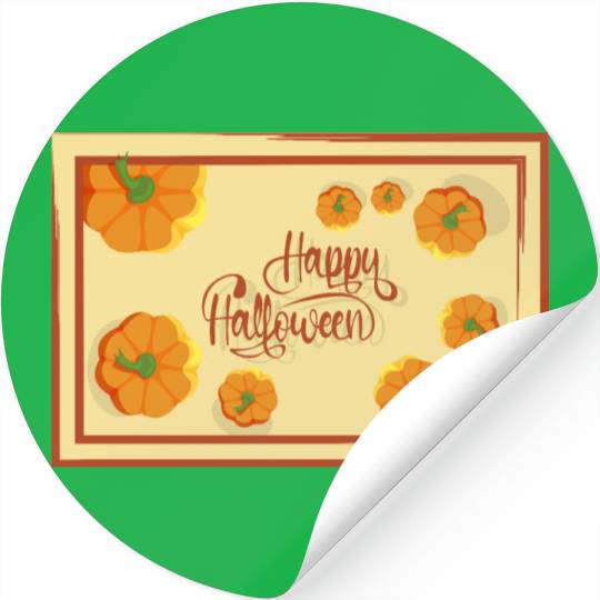 Greetings Happy Halloween typography and pumpkins Stickers