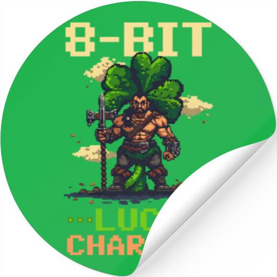 St. Patricks Day Gaming 8-Bit Luck Charmer Stickers