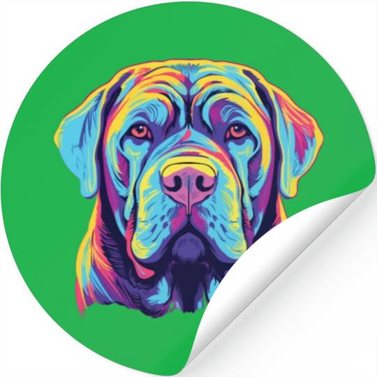 Watercolor Colorful Neapolitan Mastiff Stickers