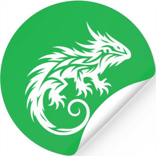 Shaggy Bearded Dragon Tribal Dragon Tattoo Stickers