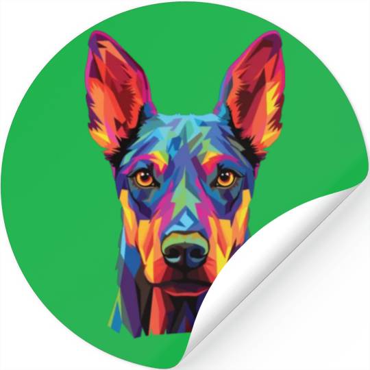 Watercolor Colorful Doberman Pinscher Stickers