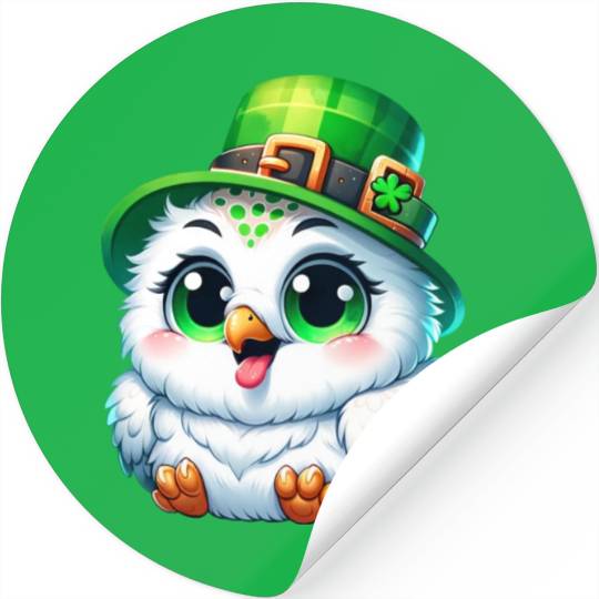 St. Patrick's Cute Snowy Owl Stickers