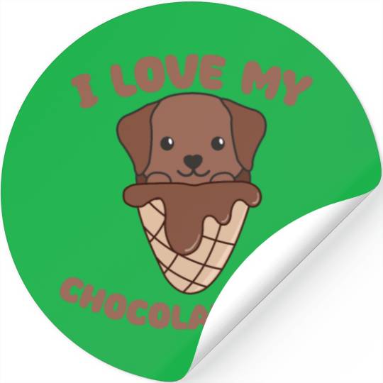 I Love My Chocolate Lab Animal In Ice Cream Cone Stickers