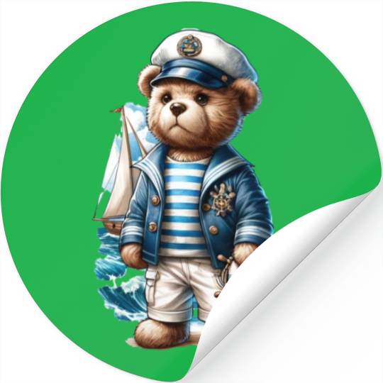 Adventurous Teddy Bear Sailing Stickers