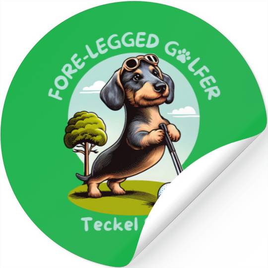 Cute Teckel Dog lovers and Golf players Stickers