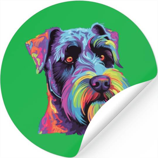 Watercolor Colorful Standard Schnauzer Stickers