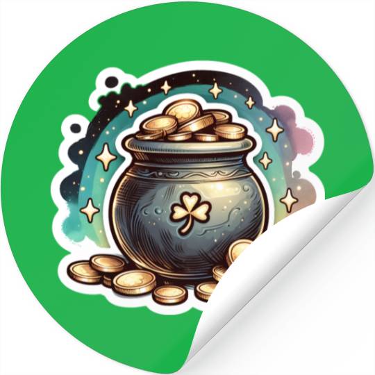 Saint Patrick's Day Sparkly Pot of Gold Stickers