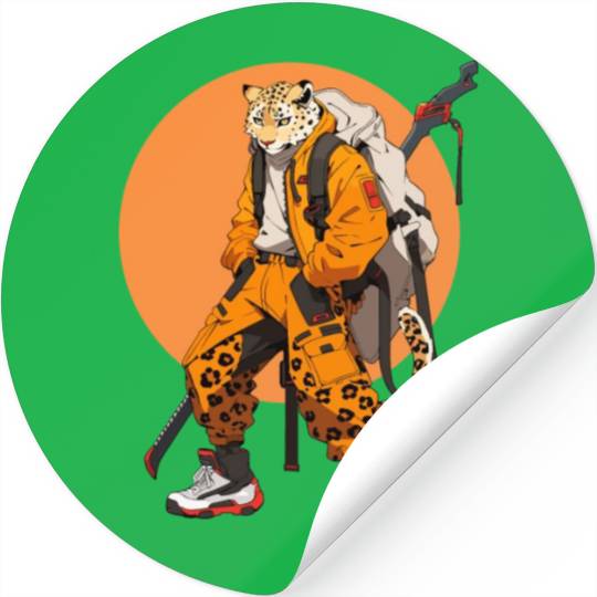 Ninja Samurai Katana Sword Cheetah Manga Stickers