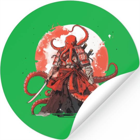 Samurai Katana Sword anime Octopus manga Warrior Stickers