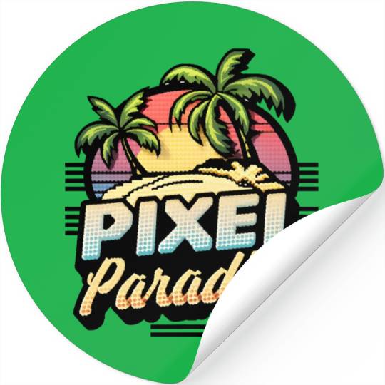 Pixel Paradise Sunset Stickers