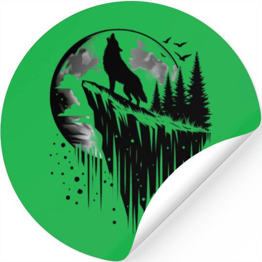 Howling wolf silhouette Stickers