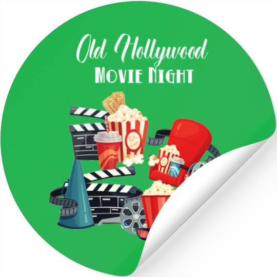 Popcorn Vintage Movie Night Stickers