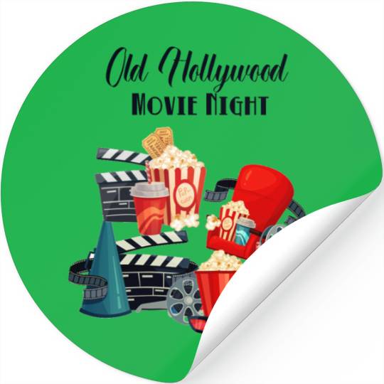 Popcorn Vintage Movie Night Stickers