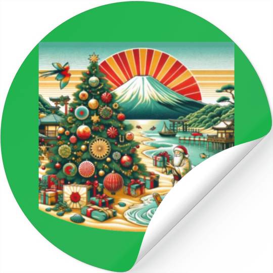 Japanese Style Christmas in July Stickers