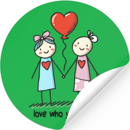 Stick Figure Lesbian Lovers Love Who You Want Stickers