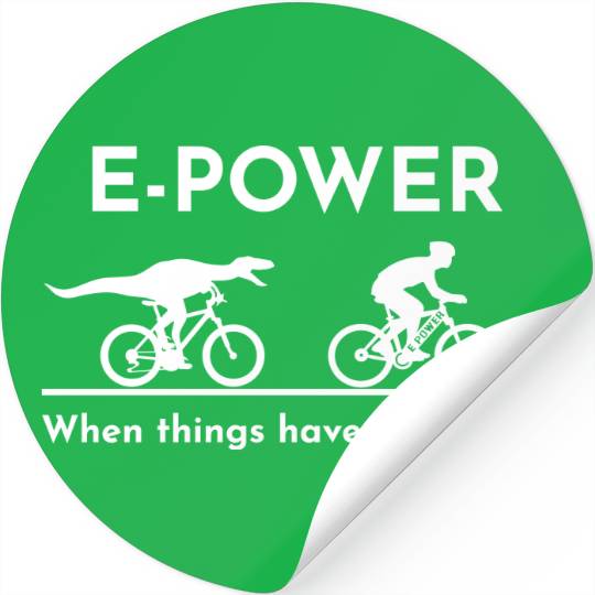 Velociraptor chasing e-biker Stickers