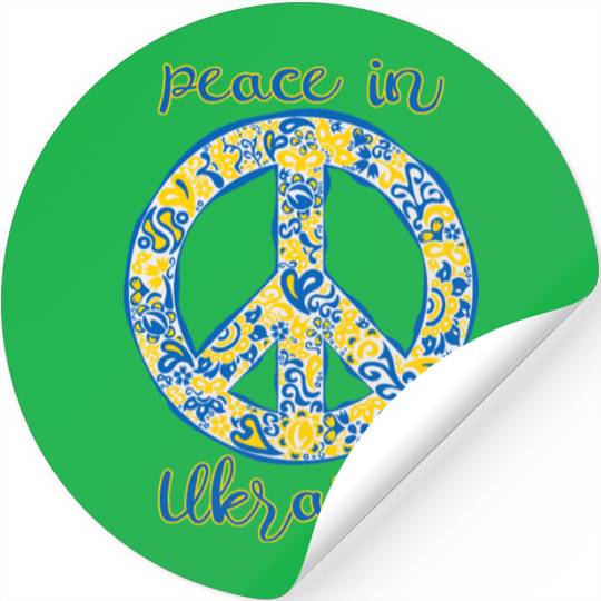 Peace in Ukraine typography with pacific symbol Stickers