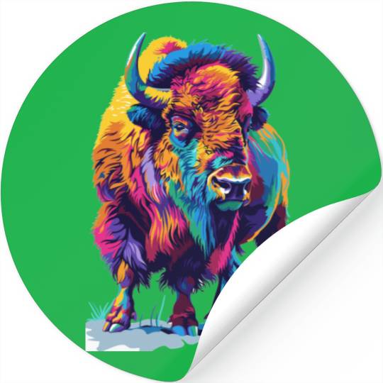 Colorful Bison Abstract Animal Art Wildlife Stickers
