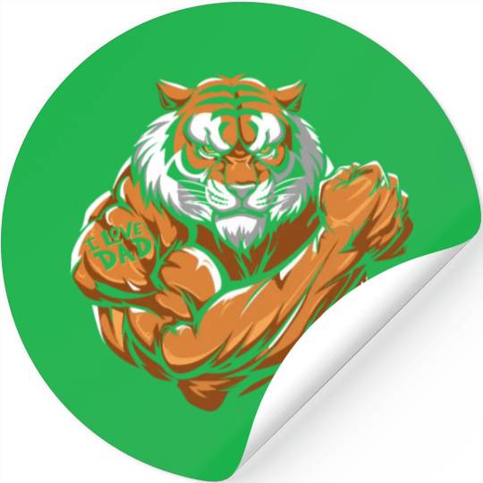 Tiger I Love Dad Stickers