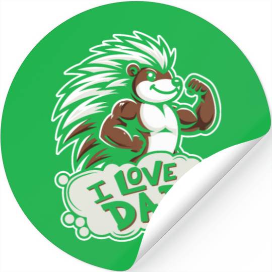 Porcupine I Love Dad Stickers