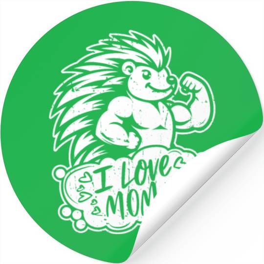 Porcupine I Love Mom Stickers