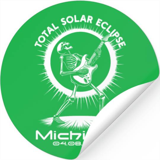 Total Solar Eclipse 4.8.24 MI Skeleton E Guitar Stickers