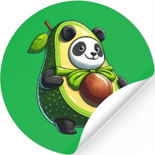 Avocado Panda: Peaceful Green Guardian Stickers