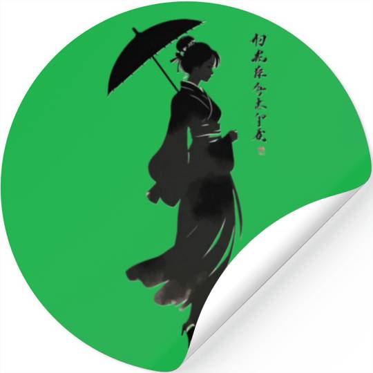 japanese woman silhouette Stickers