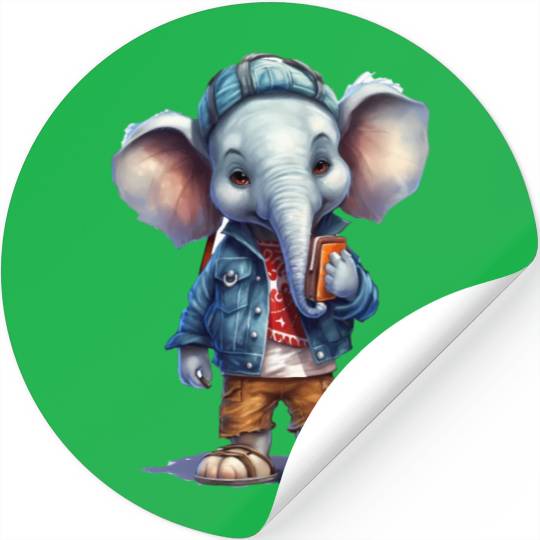 Cute Elephant Cartoon Stickers
