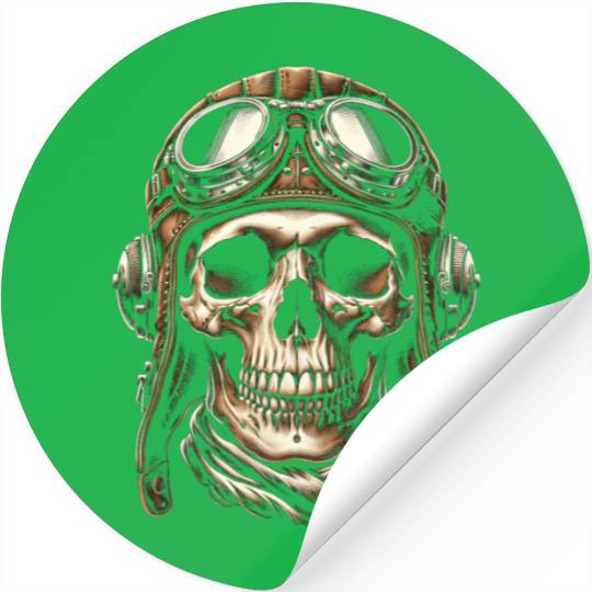 Vintage Aviator Skull Stickers