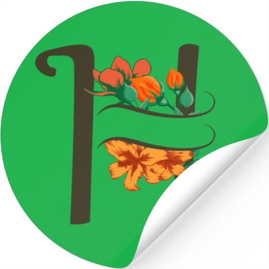 Capital letter H monogram with roses and lily Stickers