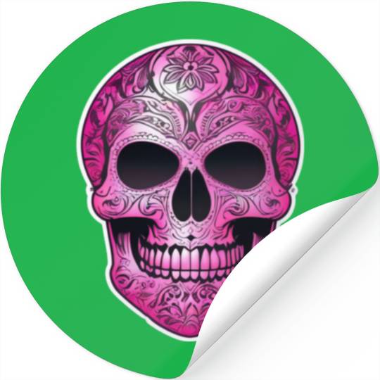 vintage tribal pink Mexican skull Stickers