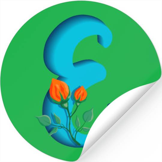 Three dimensional capital letter E rose monogram Stickers
