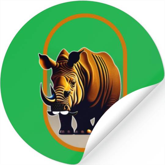 Javan Rhinoceros Illustration Stickers