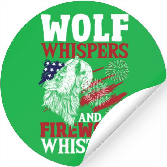 Howling Wolf White Stars Red Stripes American Stickers