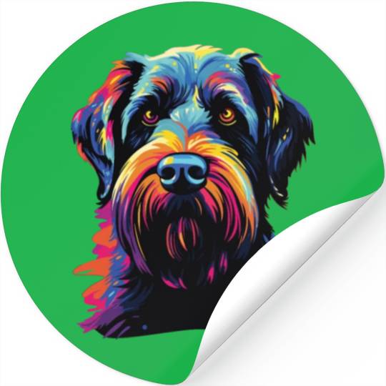 Watercolor Colorful Giant Schnauzer Stickers