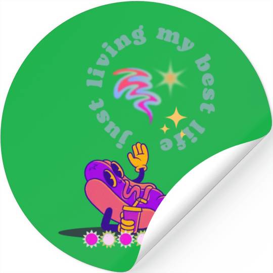 Purple Retro Hotdog Illustration Stickers