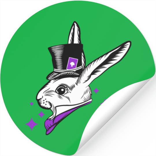 white rabbit head with top hat Stickers