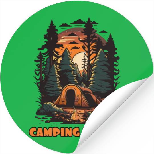Embrace the coolness of camping Stickers