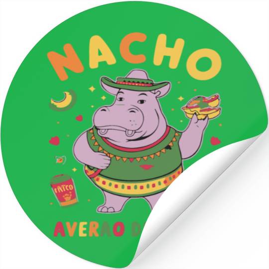 Nacho Average Hippo Mexican Hippopotamus Stickers