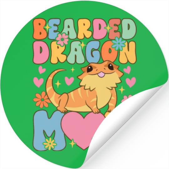 Bearded Dragon Mom Groovy Lizard Lover Stickers
