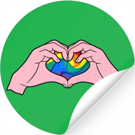 Hands Heart w/ Pride Flag Stickers