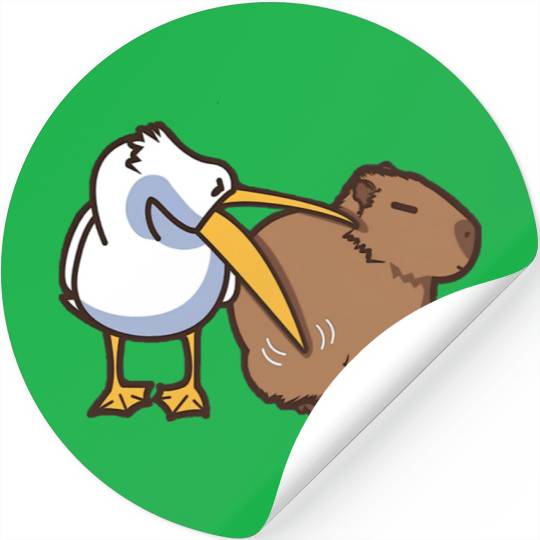 Pelican Tries to Eat Capybara Funny Meme Stickers