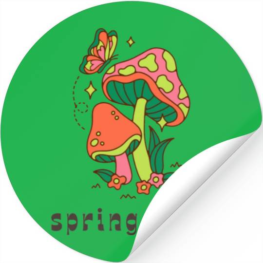 Funny retro hello spring time groovy flowers cute Stickers