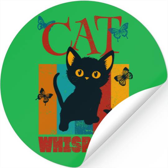 Cat Whisperer Vintage Retro Stickers