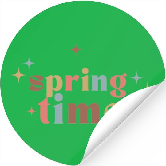 Colorful retro hello spring day time groovy cute Stickers