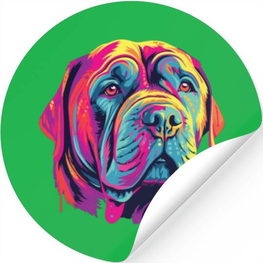 Watercolor Colorful Neapolitan Mastiff Stickers