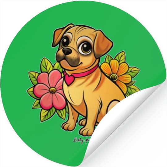 Baby pug, cute little puppy Stickers