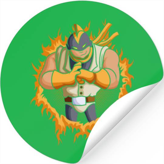 The Warrior With Halftone Background Stickers