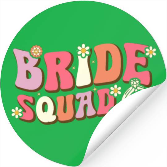 Bride Squad Groovy Bridal Party Bachelorette Party Stickers